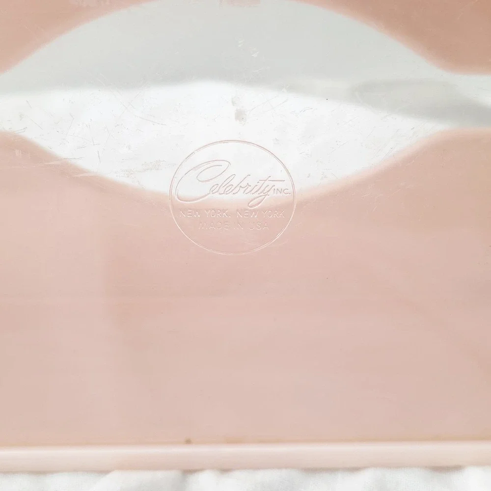 Vintage 1960s Pink Celebrity Tissue Box Holder Starburst Acrylic Lucite Plastic